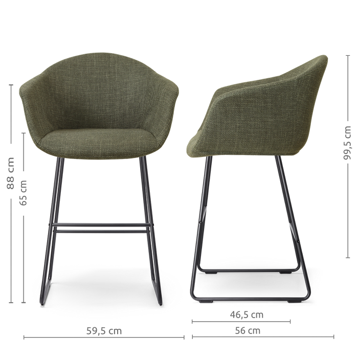 Nolon Nino-Otis barkruk forestgroen - zwart onderstel - 65 cm