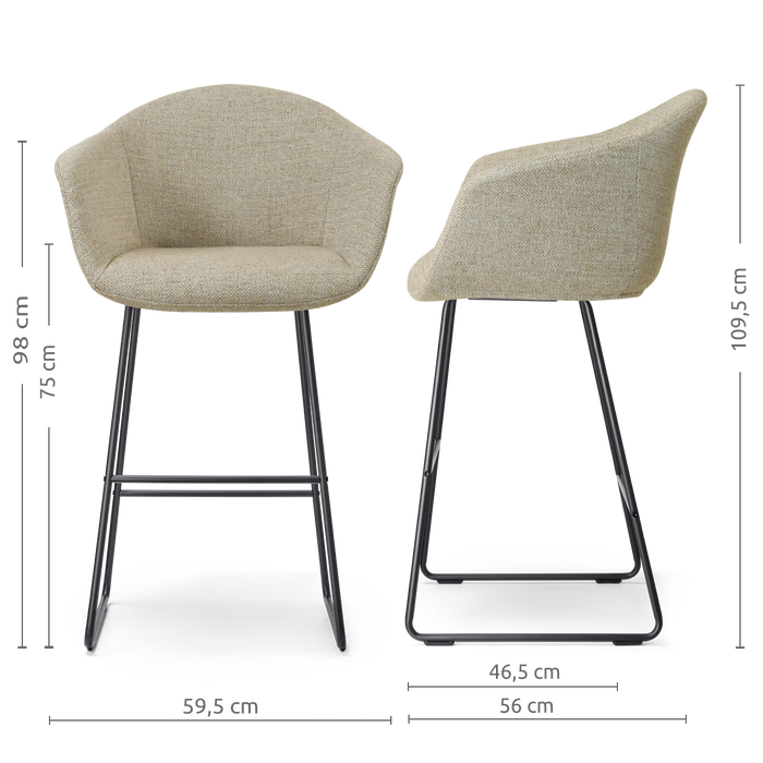 Nolon Nino-Otis Barkruk Taupe Melange - Zwart Onderstel - 75 Cm