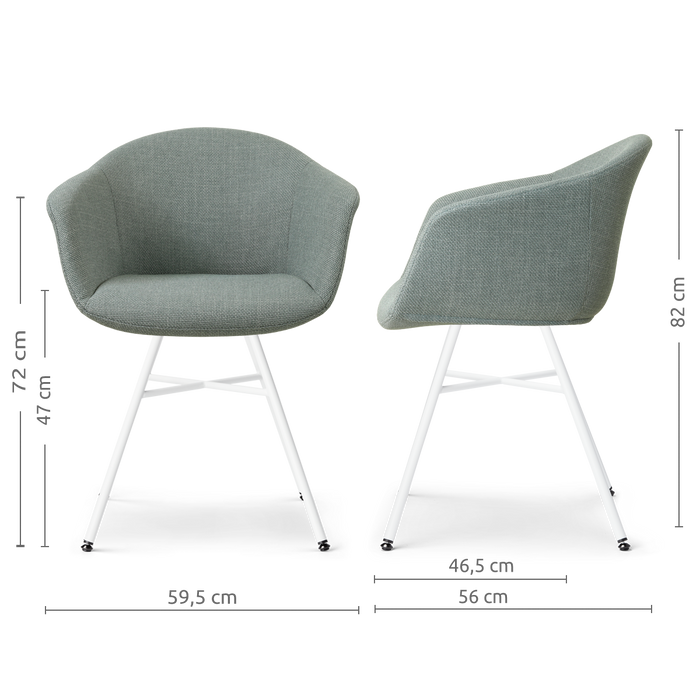 Nolon Noa-Otis Eetkamerstoel Saliegroen - met Armleuning - Wit