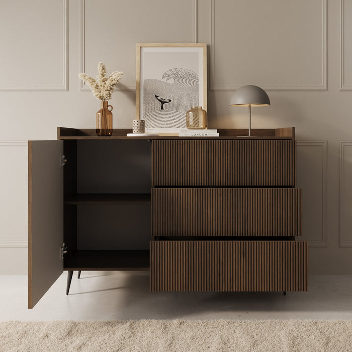 Meubella - Asty - Dressoir - Donker eiken - 126x41x92 cm