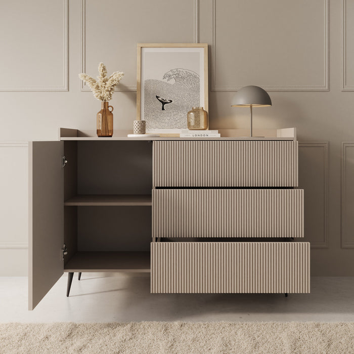 Meubella - Asty - Dressoir - Beige - 126x41x92 cm