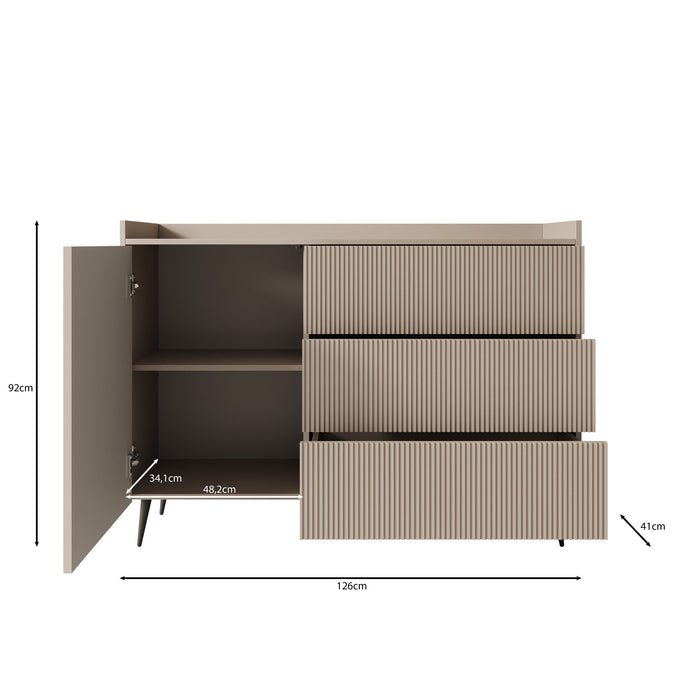 Meubella - Asty - Dressoir - Beige - 126x41x92 cm