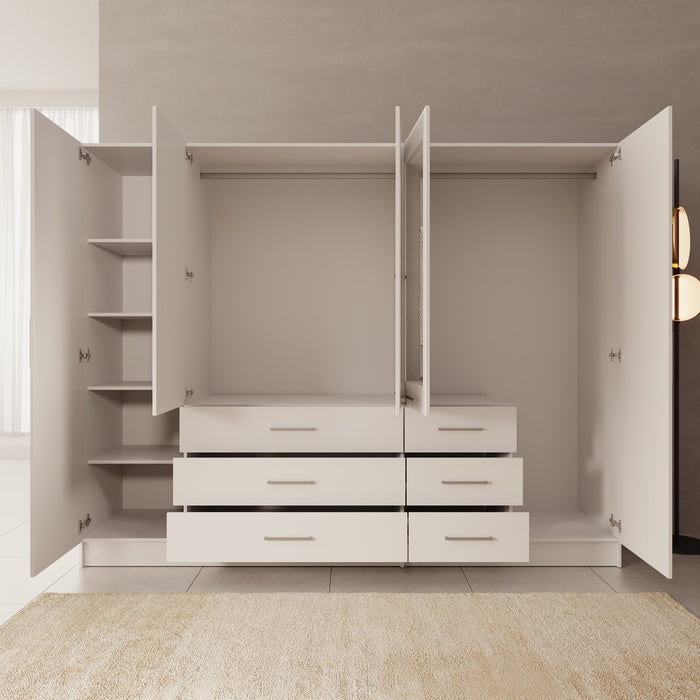 Meubella - Komodo - Kledingkast met 5 deuren - Wit - 250x61x201 cm