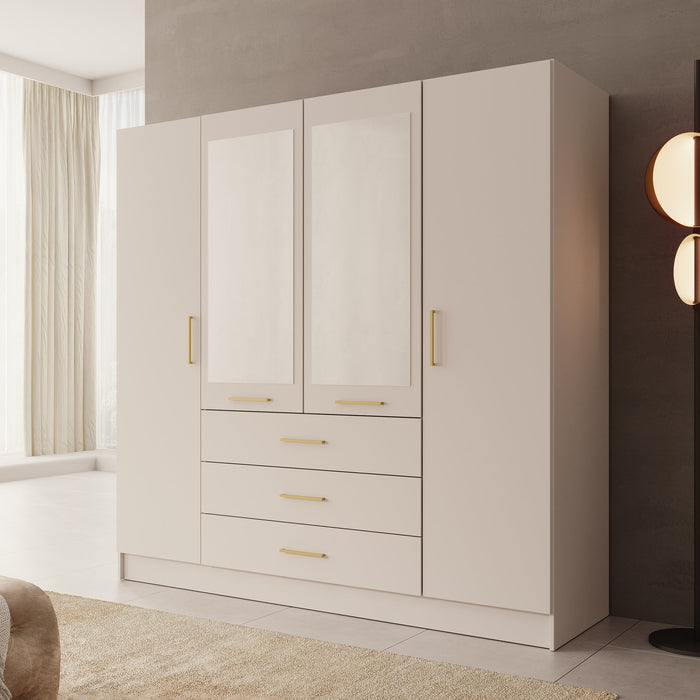 Meubella - Komodo - Kledingkast met 4 deuren - Beige - 200x61x201 cm