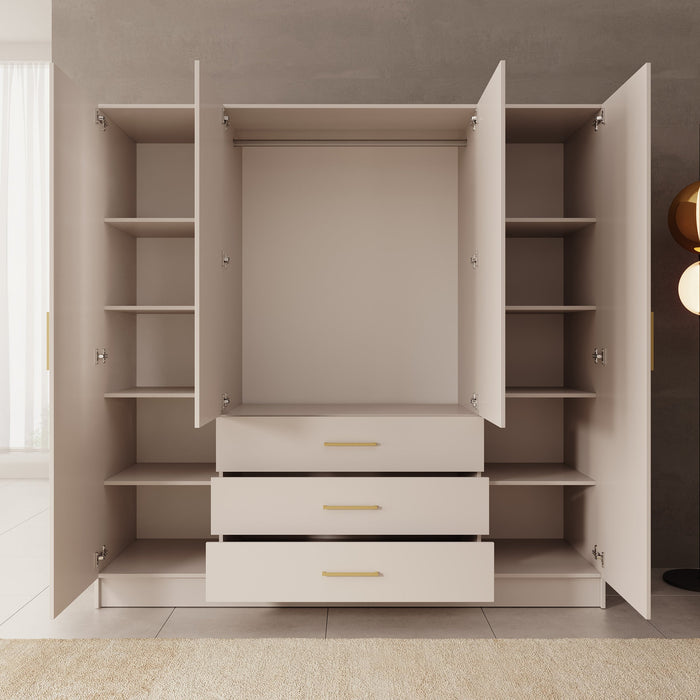 Meubella - Komodo - Kledingkast met 4 deuren - Beige - 200x61x201 cm