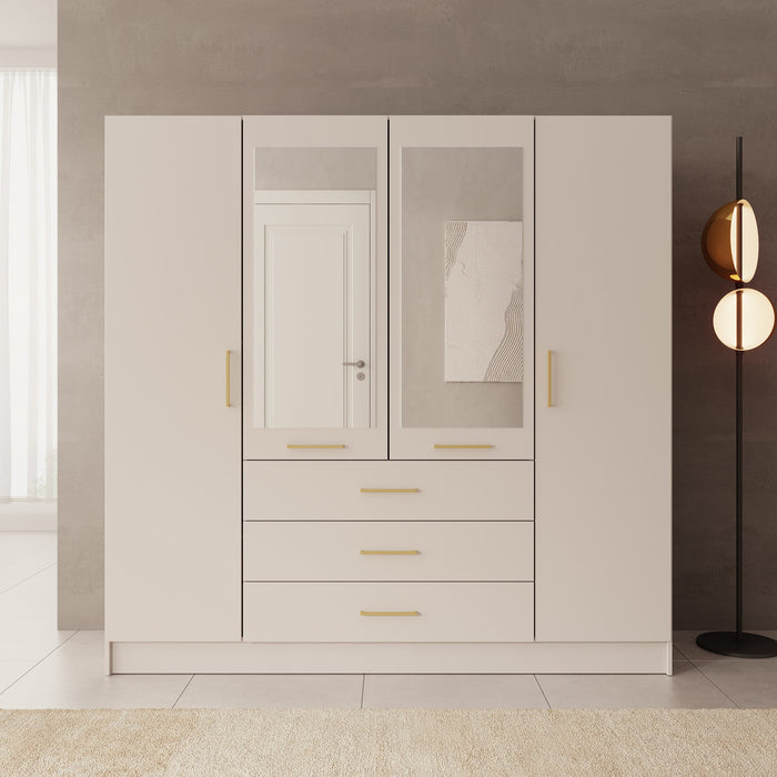 Meubella - Komodo - Kledingkast met 4 deuren - Beige - 200x61x201 cm