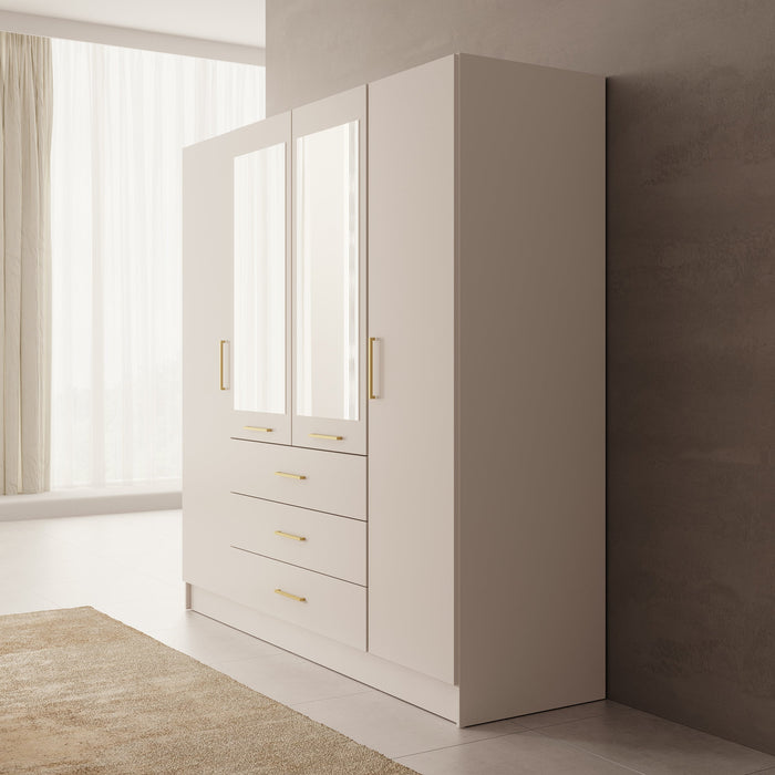 Meubella - Komodo - Kledingkast met 4 deuren - Beige - 200x61x201 cm