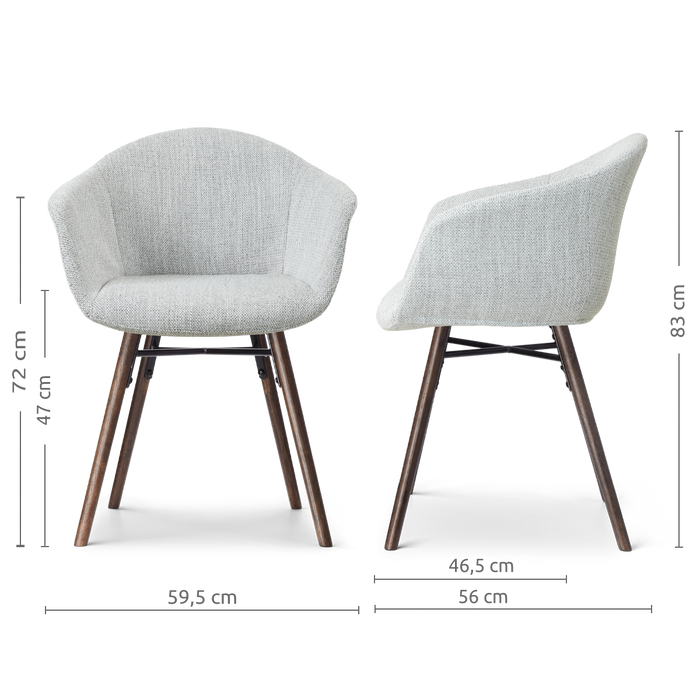 Nolon Nena-Otis Eetkamerstoel Grijs Melange - met Armleuning - Walnoot