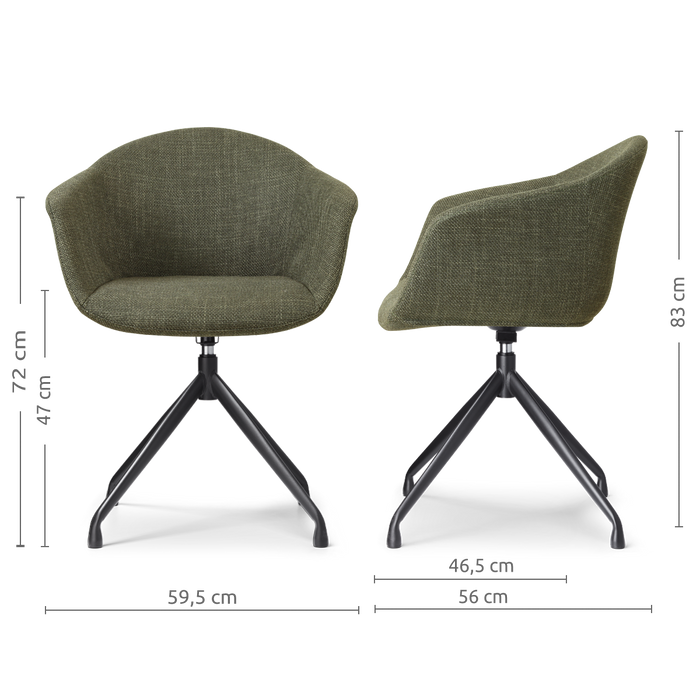 Nolon Nola-Otis draaibare eetkamerstoel forestgroen - zwart onderstel