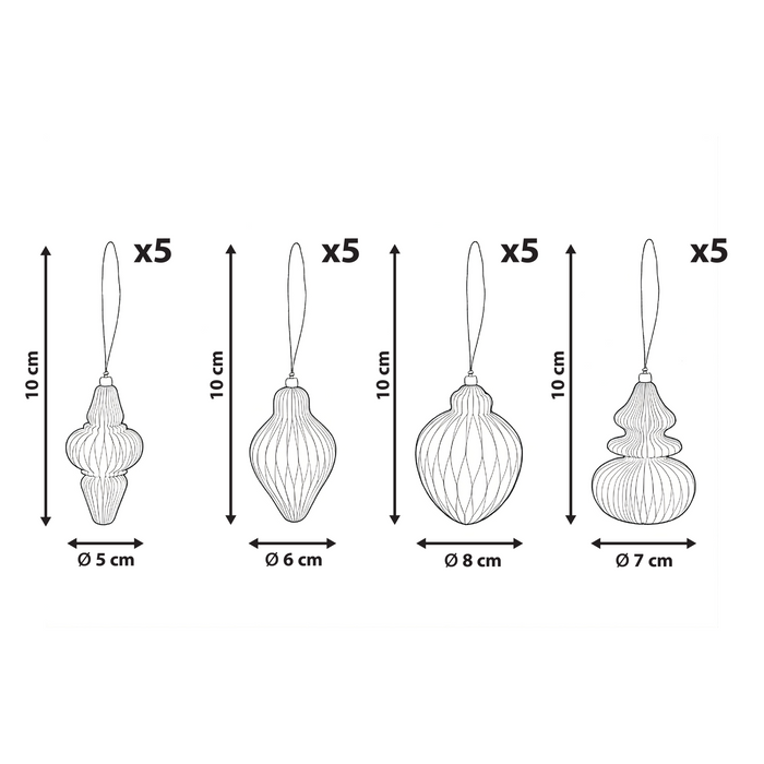 Beliani - ALTAELVA - Set van 20 kerstornamenten - Beige - Papier