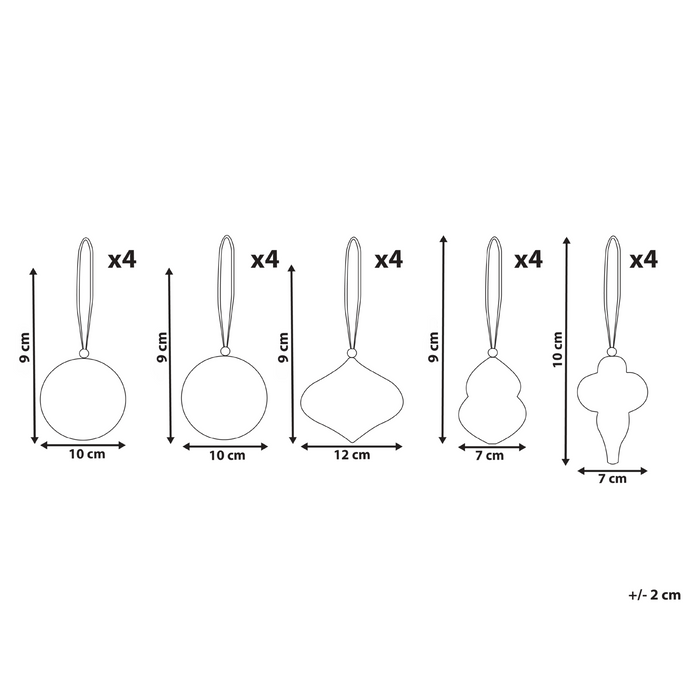 Beliani - STORA - Set van 20 kerstornamenten - Meerkleurig - Papier