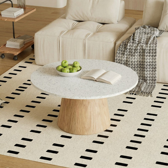 DÉJA Living - Salontafel Terrazzo|Hout - Naturel - 55x55x38cm - Sara
