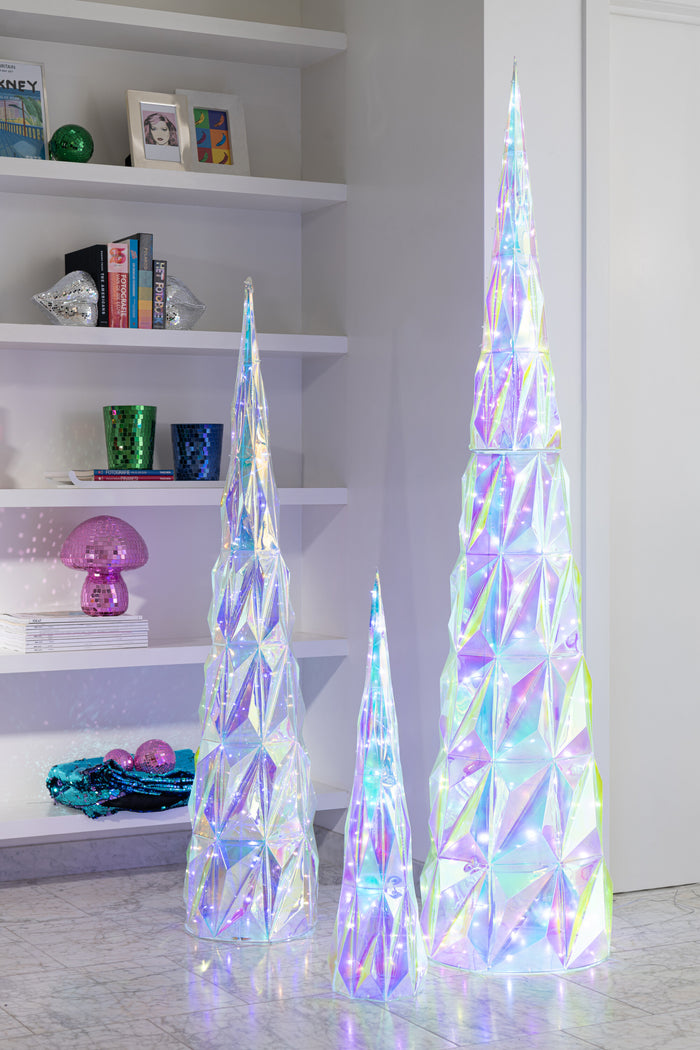 J-Line decoratie Boom - kunststof - mix - large - LED lichtj