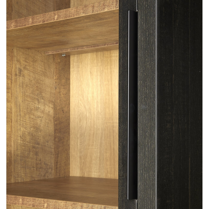 Vitrinekast Zwanenburg - Zwart - MDF - 67x212x48cm (BxHxD)