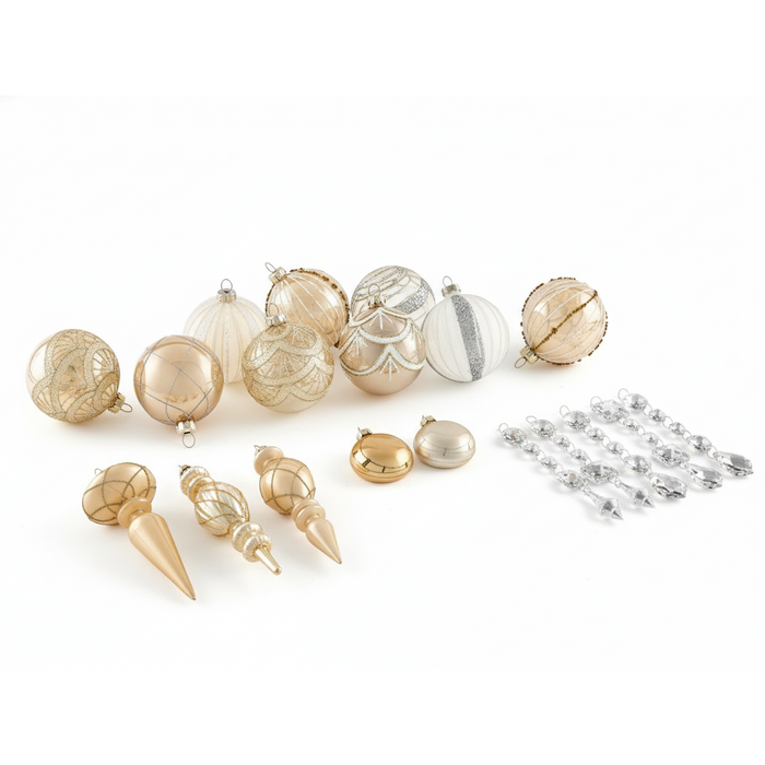 Beliani - BLING - Set van 35 kerstballen - Goud - Glas
