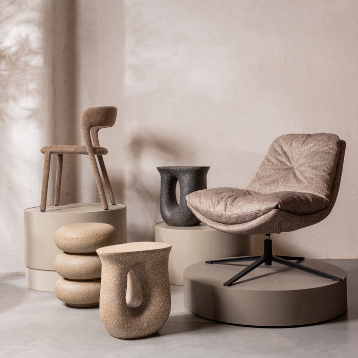 WOOOD Mason Bijzettafel Met Spikkels - Magnesium - Zwart - 45x42x33