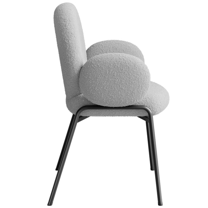 tectake® Stoel Scandi gestoffeerd, bouclé stof - Set van 4