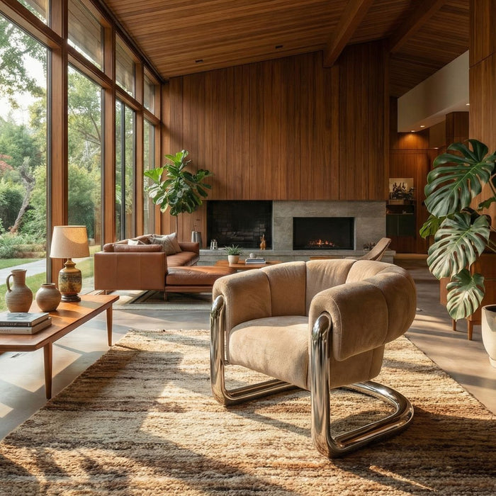 DÉJA Living - Fauteuil Beige|Chrome Stof - 98x96x79cm - Leka