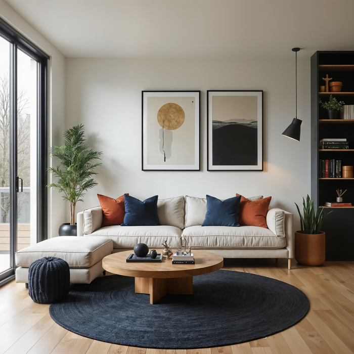 Mrcarpet Rond jute vloerkleed Zwart|Antraciet 120cm