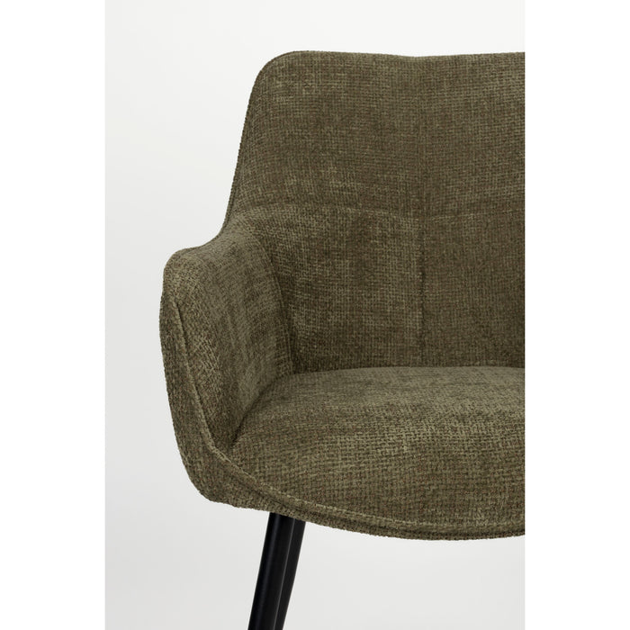 Housecraft Living Jez Eetkamerstoelen met armleuning Groen - Set van 2