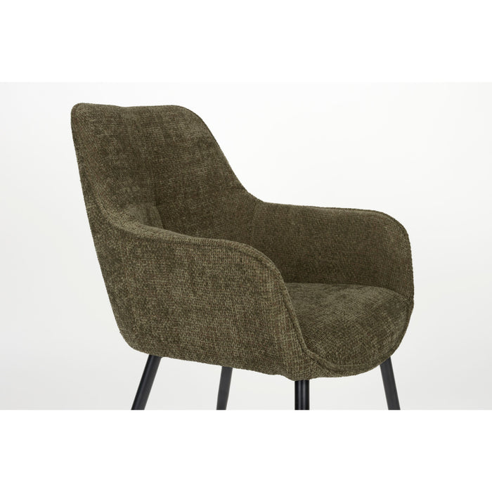 Housecraft Living Jez Eetkamerstoelen met armleuning Groen - Set van 2