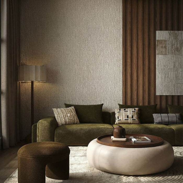 DÉJA Living - Salontafel - Beige|Walnoot - PU - Ø102cm - Draby