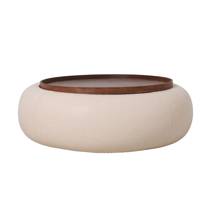 DÉJA Living - Salontafel - Beige|Walnoot - PU - Ø102cm - Draby