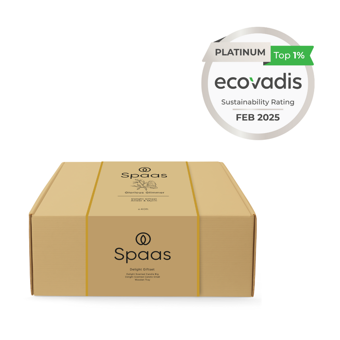 Spaas Delight Giftbox Glorious Glimmer – 2 Geurkaarsen & Schaal