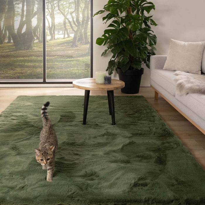 Tapeso Zacht hoogpolig vloerkleed - Comfy plus - olijfgroen - 200x290