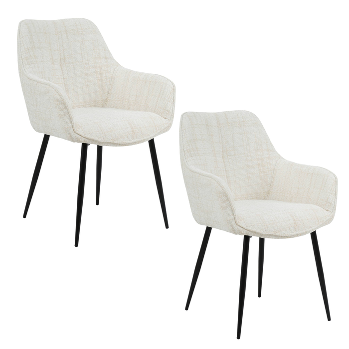 Housecraft Living Jez Eetkamerstoelen met armleuning Beige - Set van 2