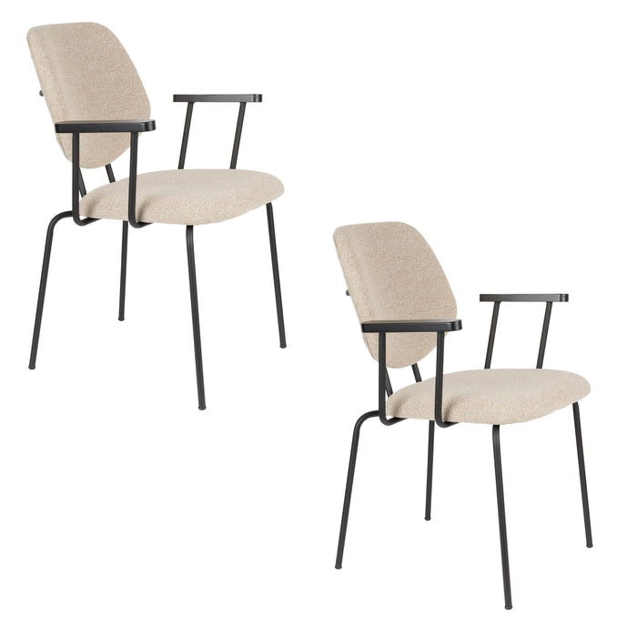 Housecraft Living Zelo Eetkamerstoelen Armleuning Beige - Set van 2
