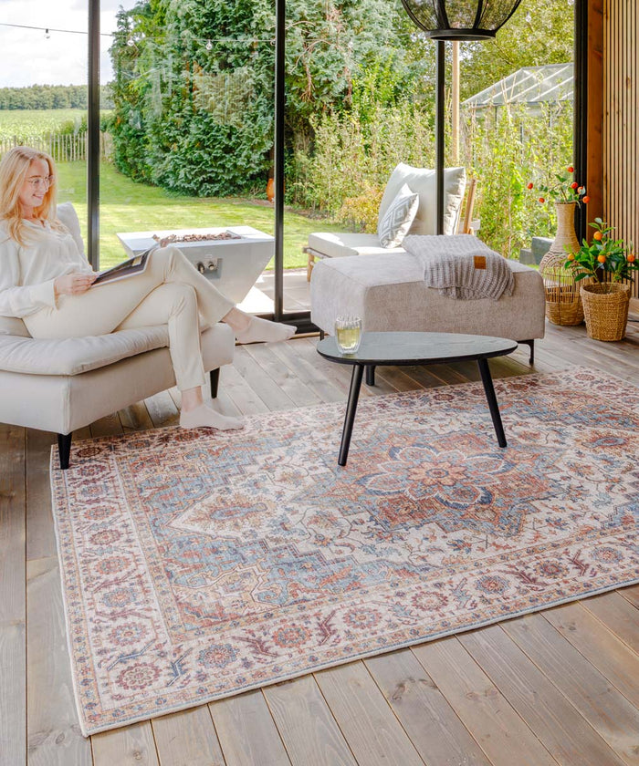 Heritaged Vintage buitenkleed - Valenca Brio beige|lichtblauw -