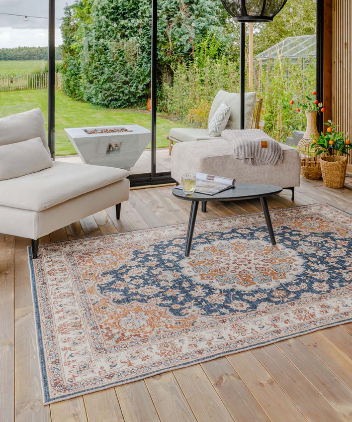 Heritaged Vintage buitenkleed - Valenca Nova goud|blauw - 80x150 cm