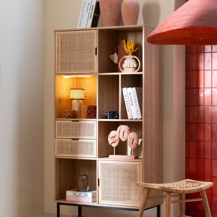 J-Line kruk Rechthoek - riet|sparhout - naturel