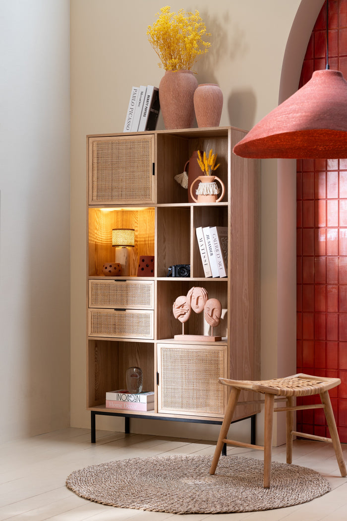 J-Line kruk Rechthoek - riet|sparhout - naturel