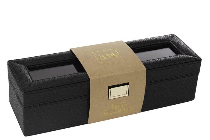 J-Line horloge doos 6 compartimenten - karton|kunstleder - z