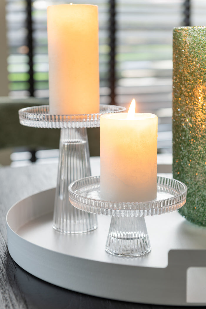 J-Line plateau Rond - metaal|polyresin - wit - 3 stuks