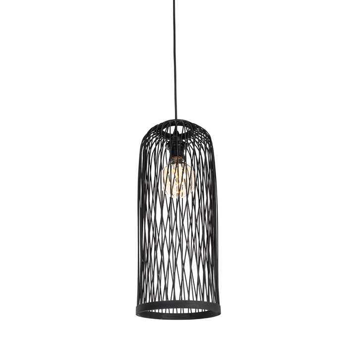 QAZQA Smart buiten hanglamp zwart rotan 3-lichts incl. 3 Wifi G95 -