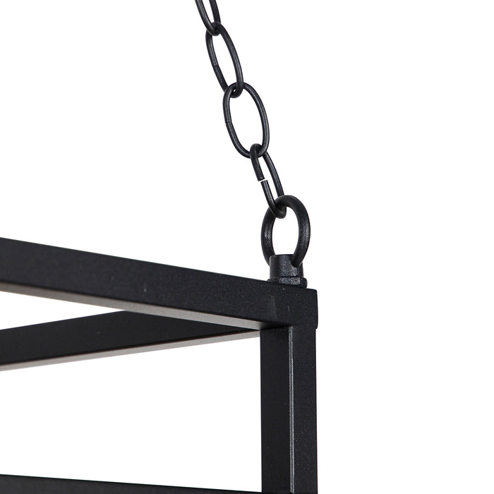 QAZQA Smart hanglamp zwart met hout incl. 5 Wifi G95 - Shelf