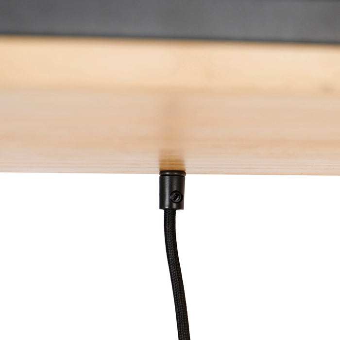 QAZQA Smart hanglamp zwart met hout incl. 5 Wifi G95 - Shelf