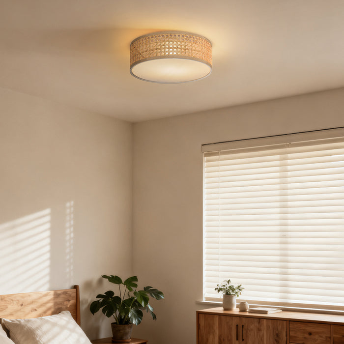 QAZQA Oosterse plafondlamp rotan 30 cm - Tromma