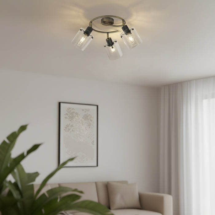 QAZQA Design plafondspot brons met helder glas rond 3-lichts - Domo