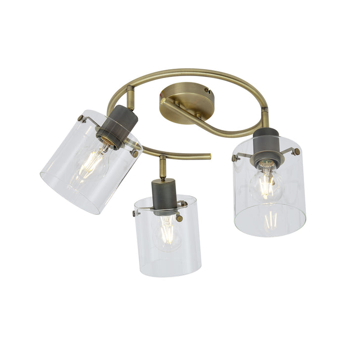 QAZQA Design plafondspot brons met helder glas rond 3-lichts - Domo