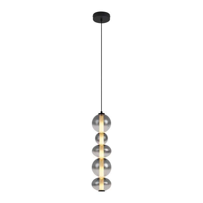 QAZQA Art Deco hanglamp zwart met smoke en helder glas 5-lichts incl.