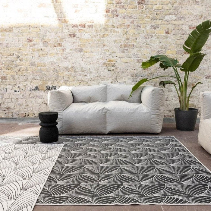 Interieur05 Buitenkleed Deco zwart|wit dubbelzijdig - 160 x 230 cm