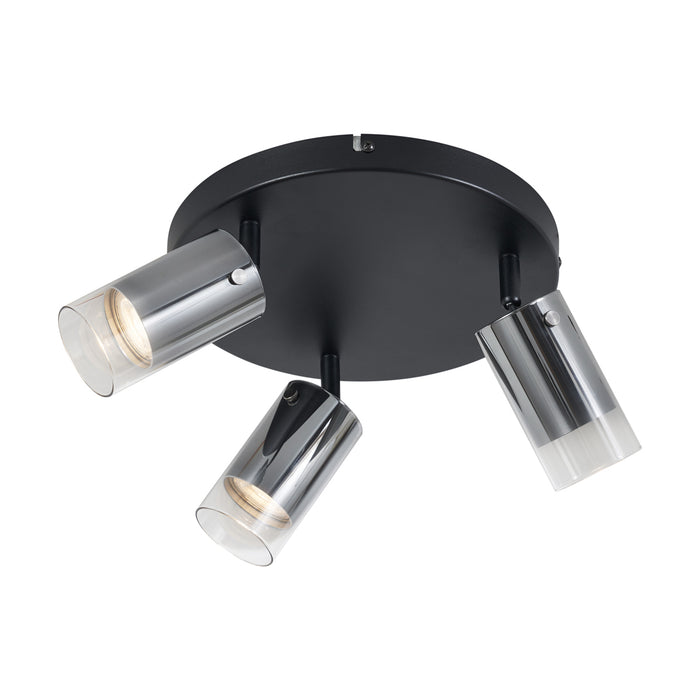 QAZQA Plafondspot gunmetal rond 3-lichts draai- en verstelbaar -