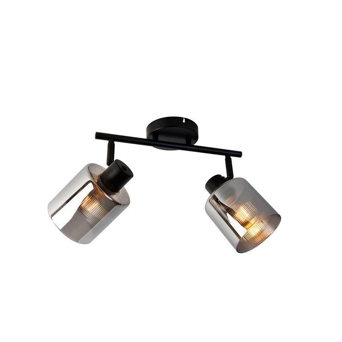 QAZQA Plafondspot zwart met smoke glas 2-lichts verstelbaar - Laura