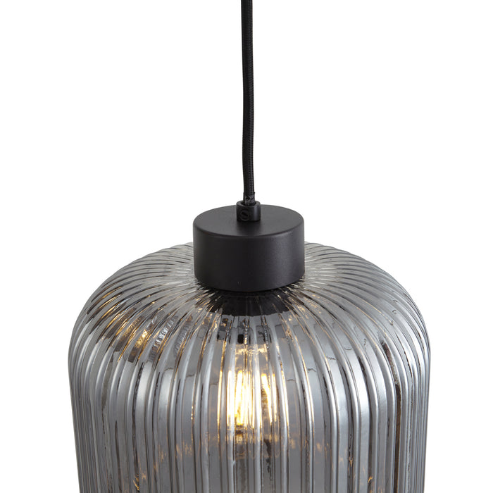 QAZQA Design hanglamp zwart met smoke glas 3-lichts - Ana
