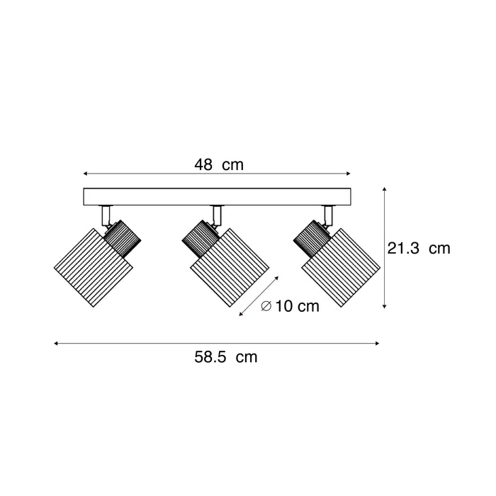 QAZQA Moderne spot hout met smoke glas 3-lichts draai- en kantelbaar