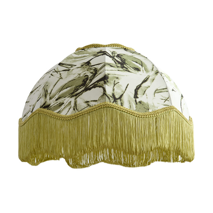 QAZQA Stoffen lampenkap blad dessin met witte binnenkant 45|15|21,5 -